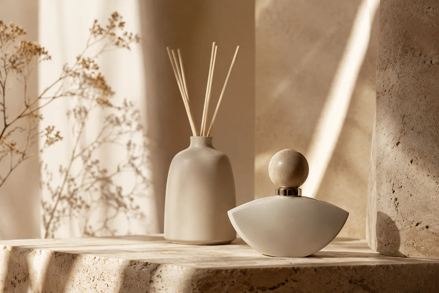 JOLL14CENTS fragrance objects in warm interior light